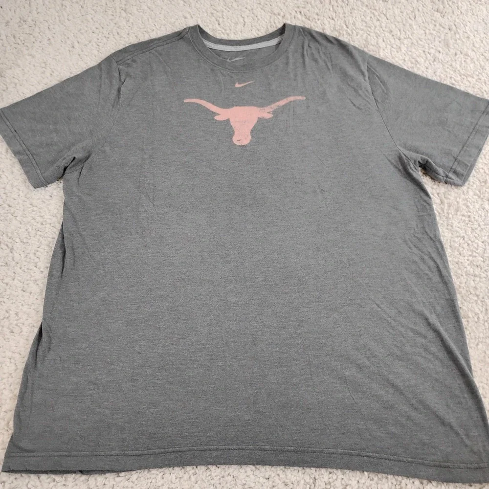 Texas Longhorns Shirt Mens 2XL Gray Nike Center Swoosh Football Sports NCAA A2